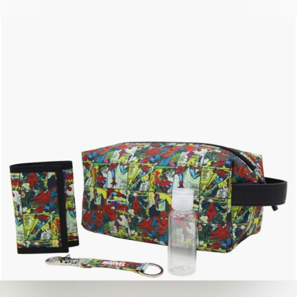 Marvel Heroes 4 Piece Accessory Set Includes Wallet Key Fob & Toiletry Kit